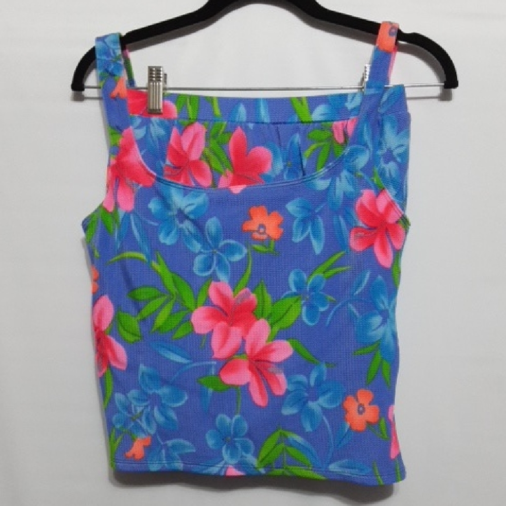 Vintage SESSA Women 14 Periwinkle Floral 2‎ Pcs Floral Swimset / Swimskort